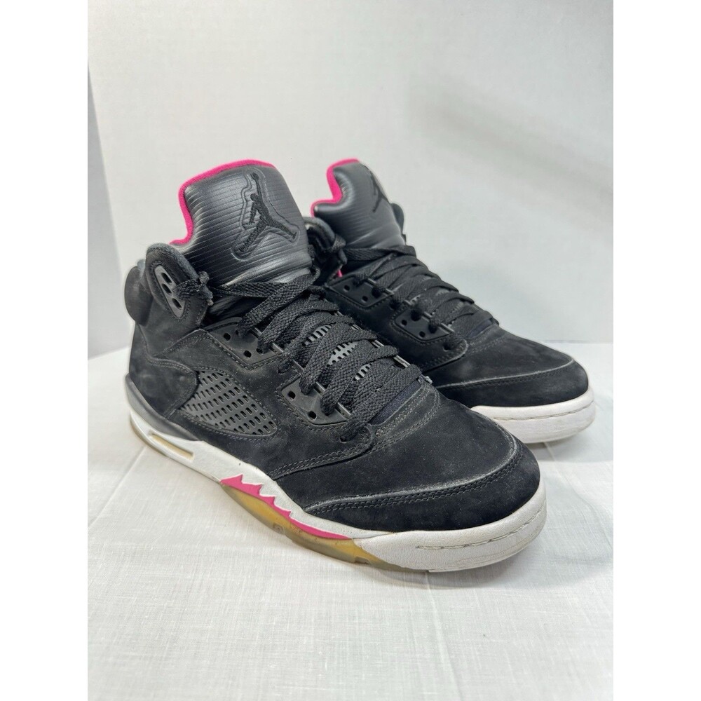Nike Air Jordan 5 Retro Shoes Black Deadly Pink 440892-029 Youth Size 7Y Sneaker